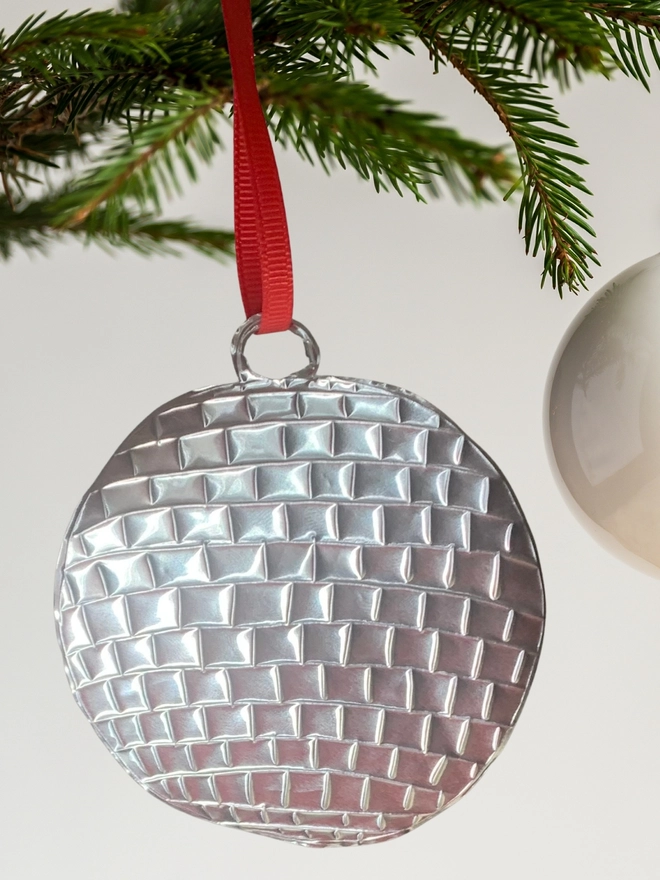 Mirrorball embossed Tin hanging decoration
