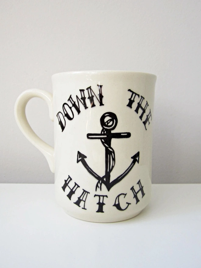 'Down the Hatch' Ceramic Anchor Mug