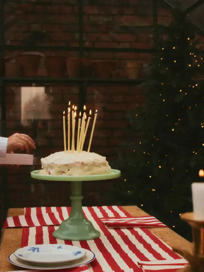 Christmas Red Stripe Table Runner and Napkin Set