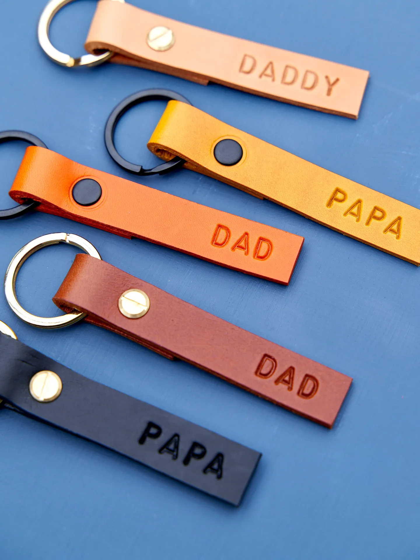 Personalised leather men's keyring