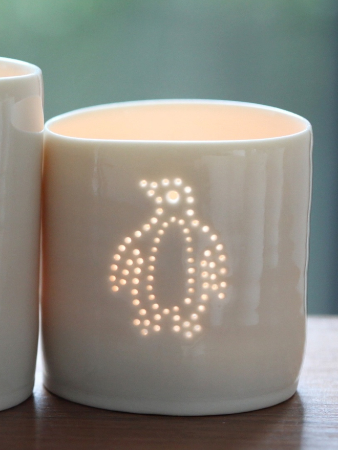 penguin mini porcelain tealight holder