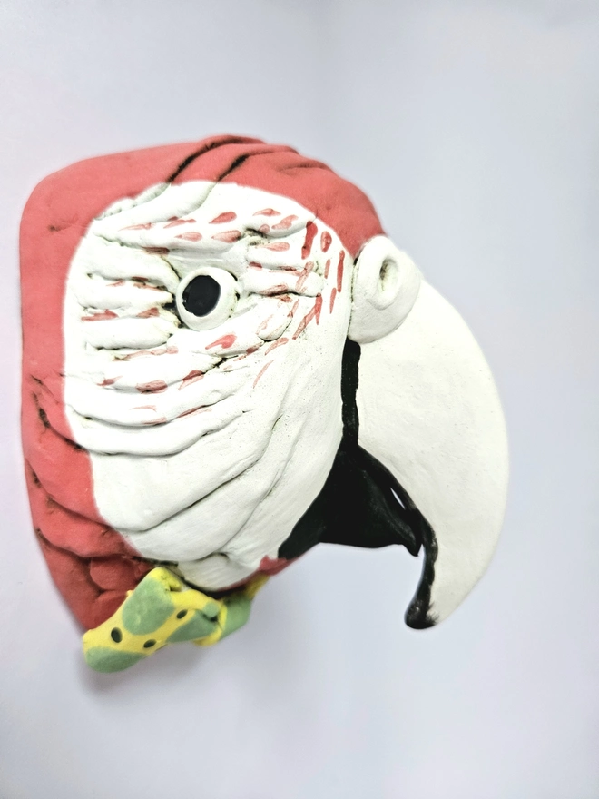 Reggie Scarlett Macaw Parrot Ceramic Trophy Style Head