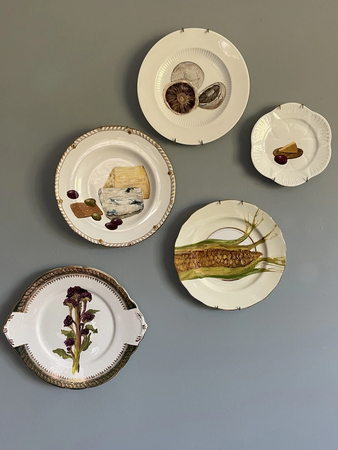savoury plates on wall display