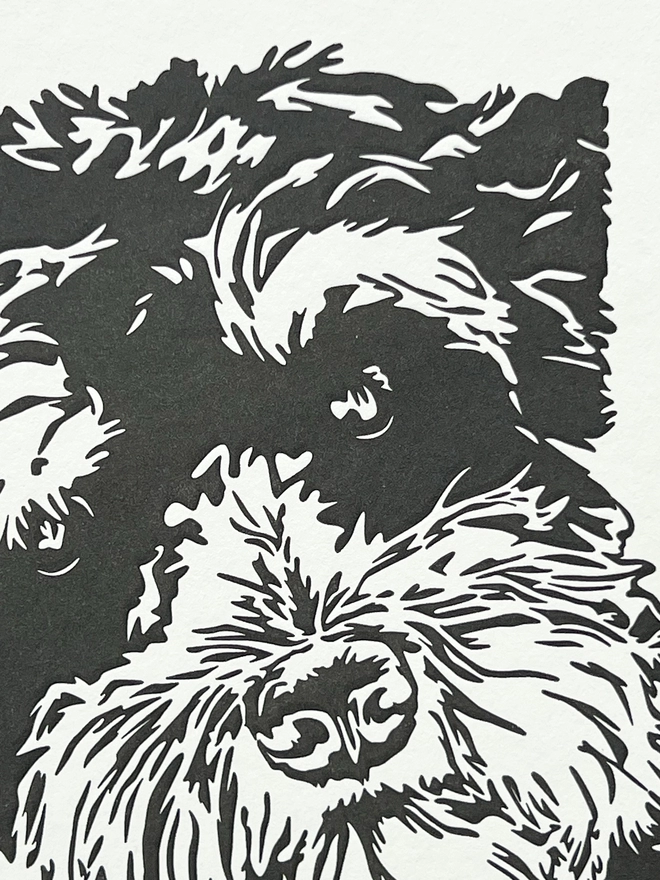 Close up of the Schnauzer card allowing you to see all the detail in the face