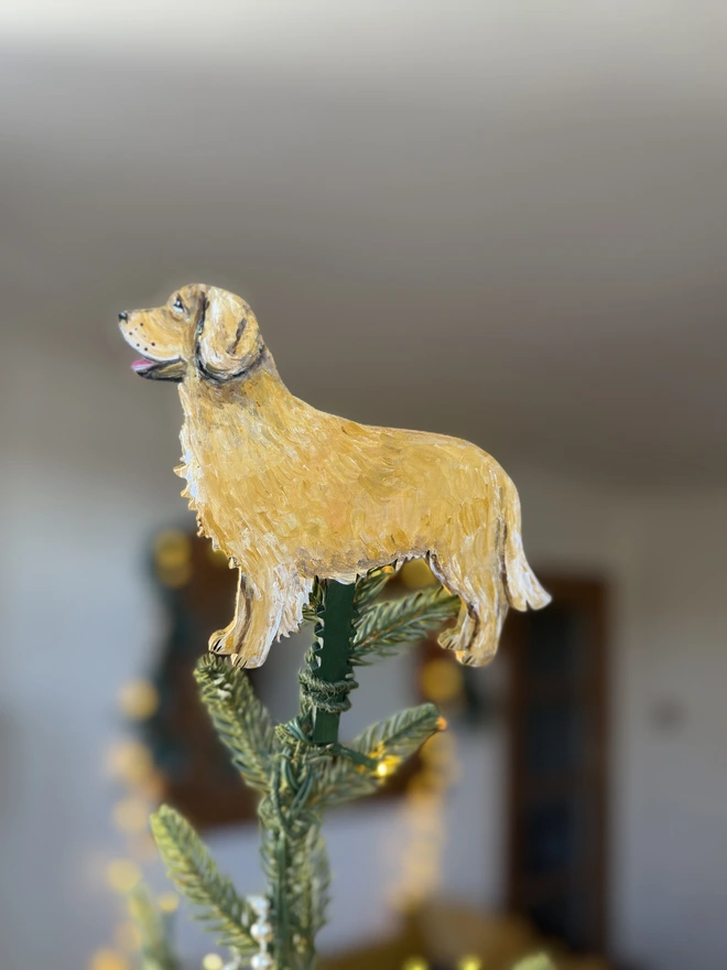 Golden Retriever Dog Christmas Tree Topper 