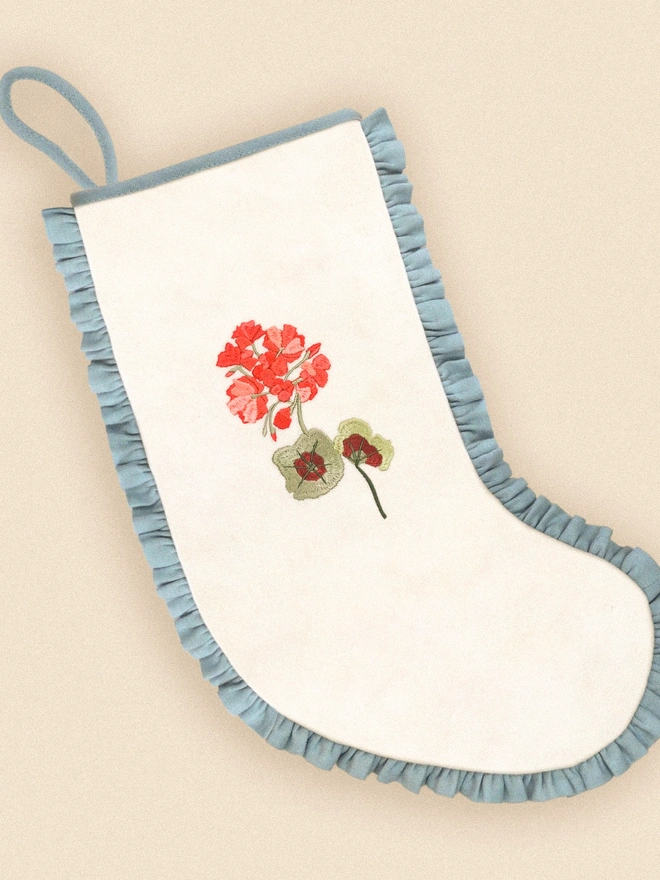 Embroidered Geranium Stocking