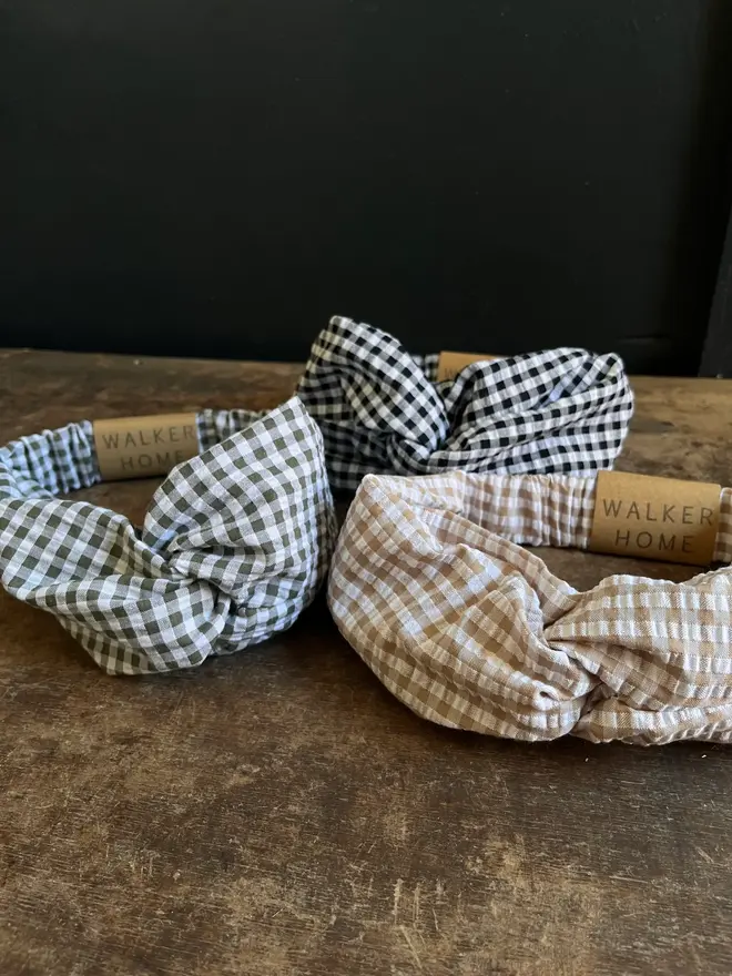 Seersucker Gingham Twisted Knot Headband