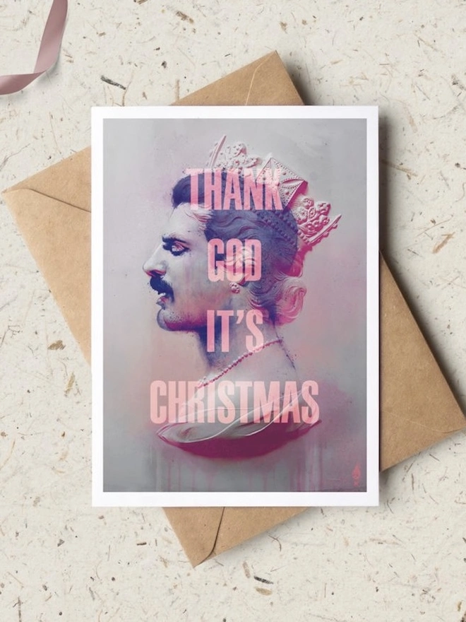 Freddie Mercury Pink Christmas Card