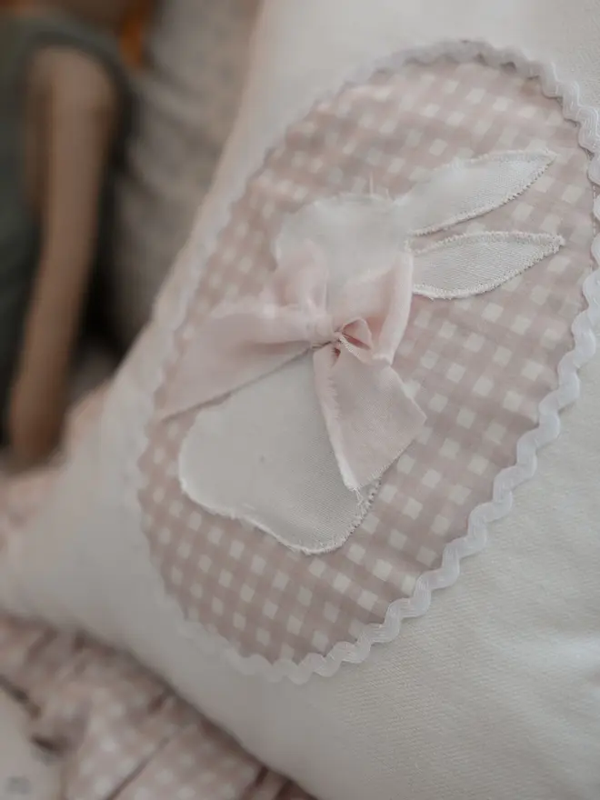 Bunny Nursery Pillow, Rabbit accent bedding, Soft bunny cushion, Girl's Room Decor, Cute Bunny Gift, Animal baby pillow,
