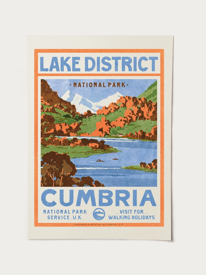 Visit the Lake District Retro Style Print