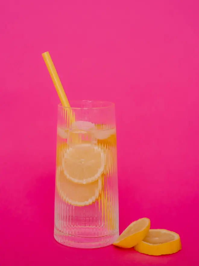 Silicone Straws in a glass of Lemonade