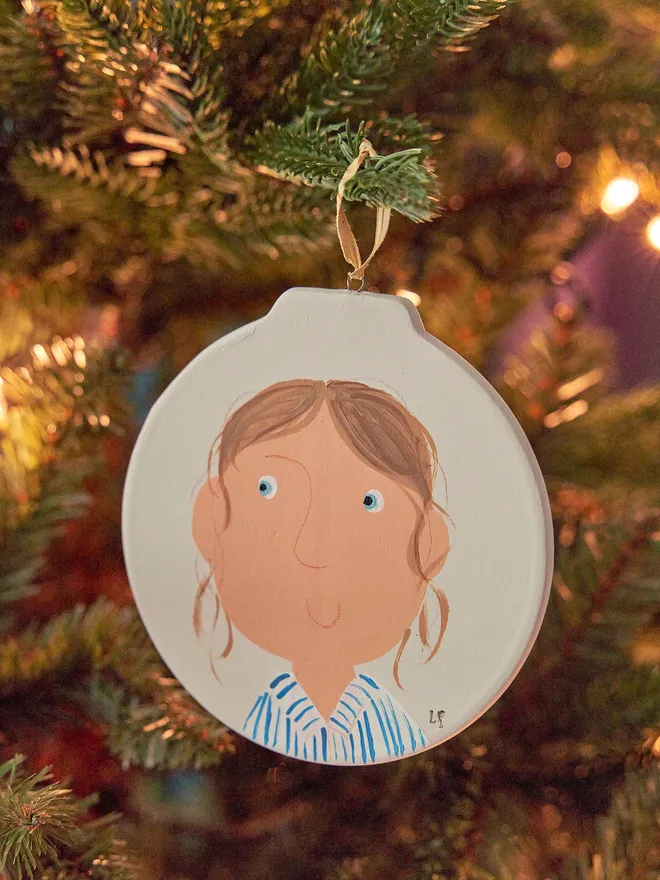 Personalised portrait Christmas tree decoration