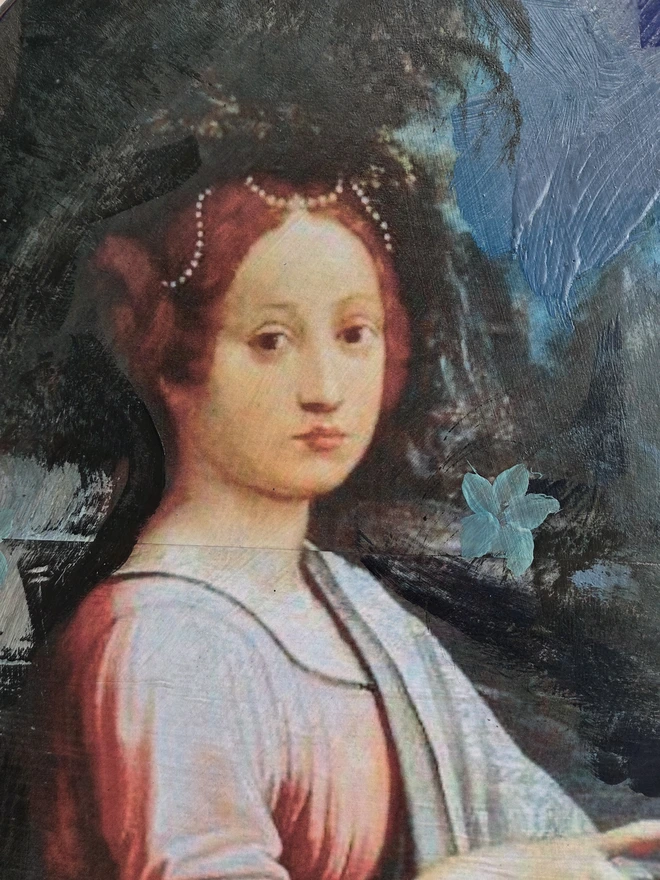 Unicorn art panel made from an upcycled table-top.