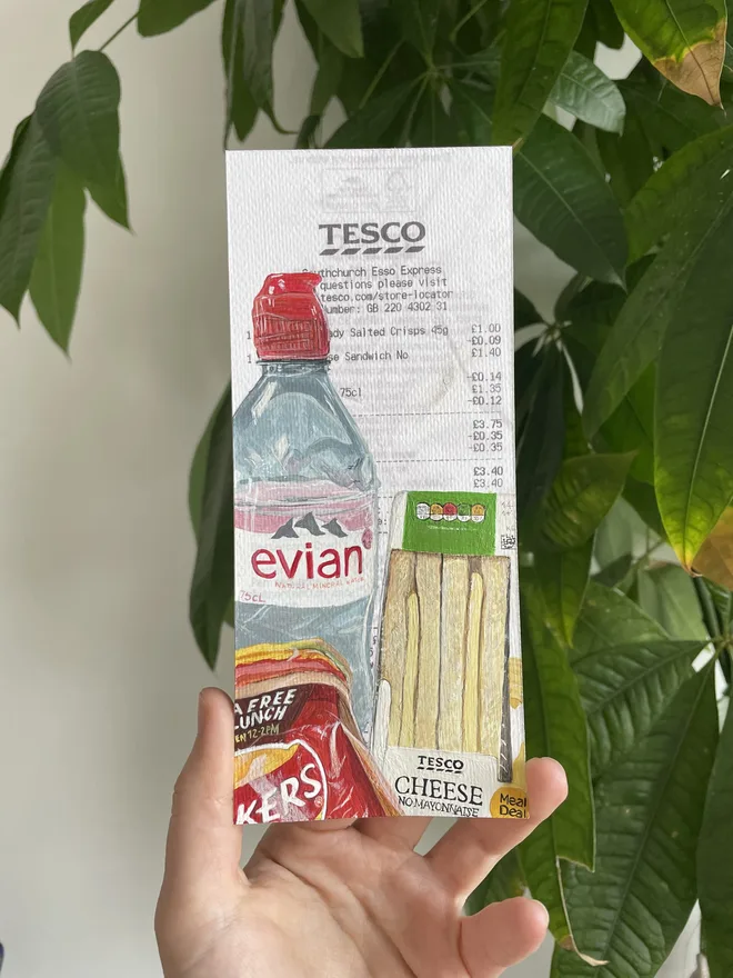 Bland Meal Deal Receipt Print, against a green background. 