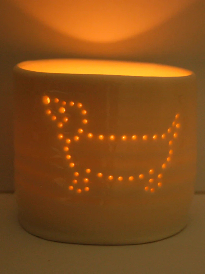 sausage dog mini porcelain tealight holder