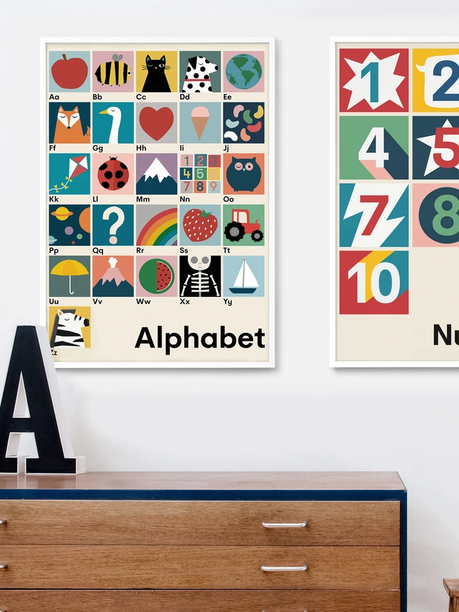 illustrated alphabet wall print