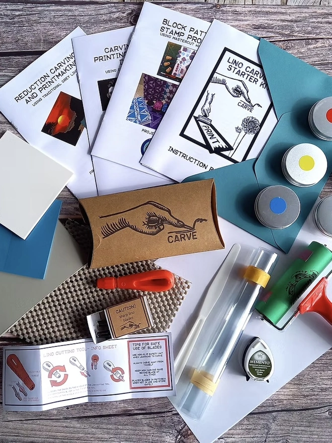 Lino Printing Starter Kit, full kit unpacked. 