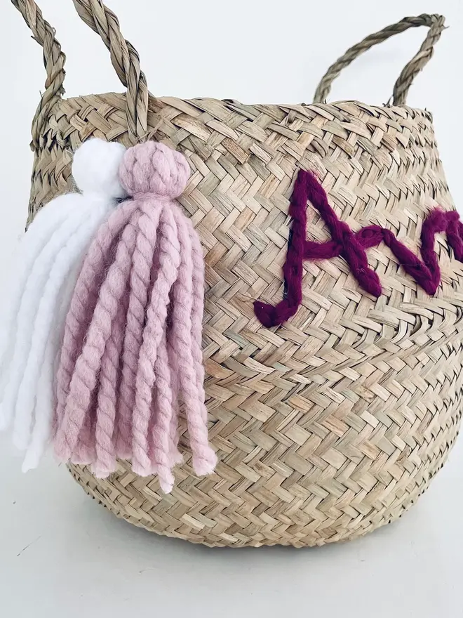 Personalised Pink Name Belly Basket 