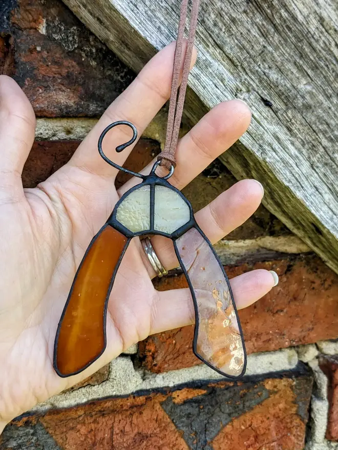 Stained Glass Acorn Or Sycamore Suncatcher