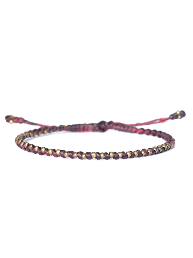 red cord bracelet with bronze for men