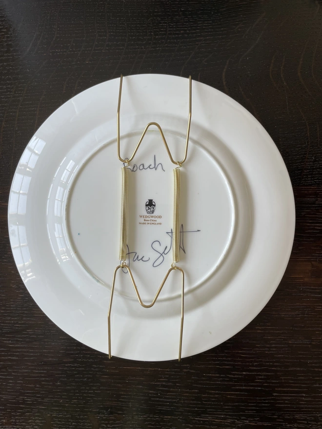 plate hanger on back of fish painting on plate