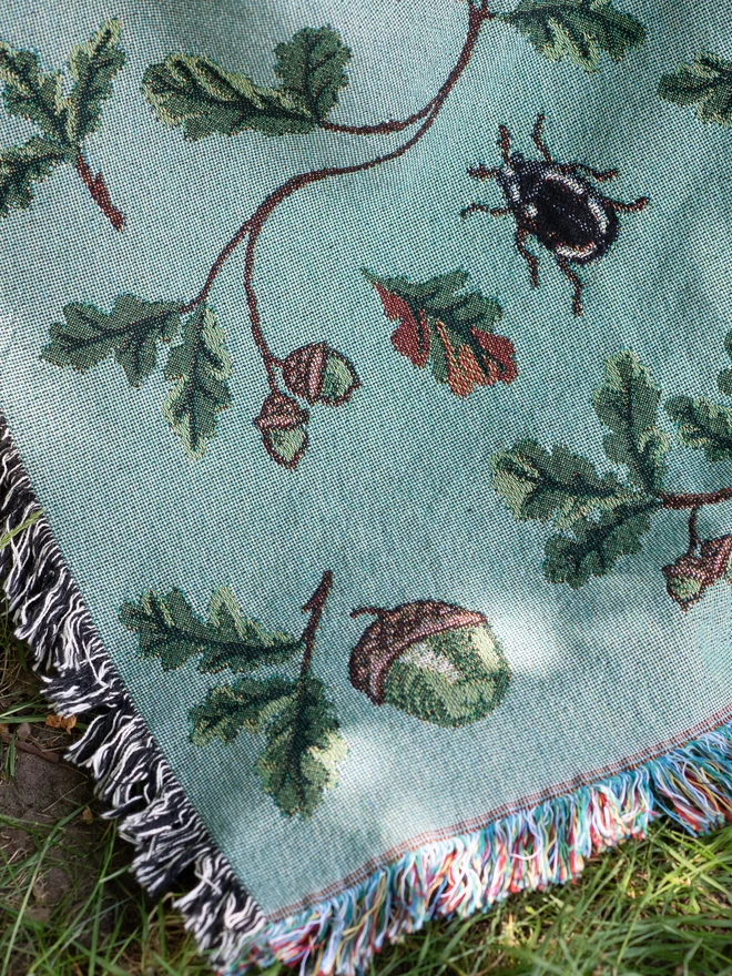 oak, woodland, tapestry, blanket