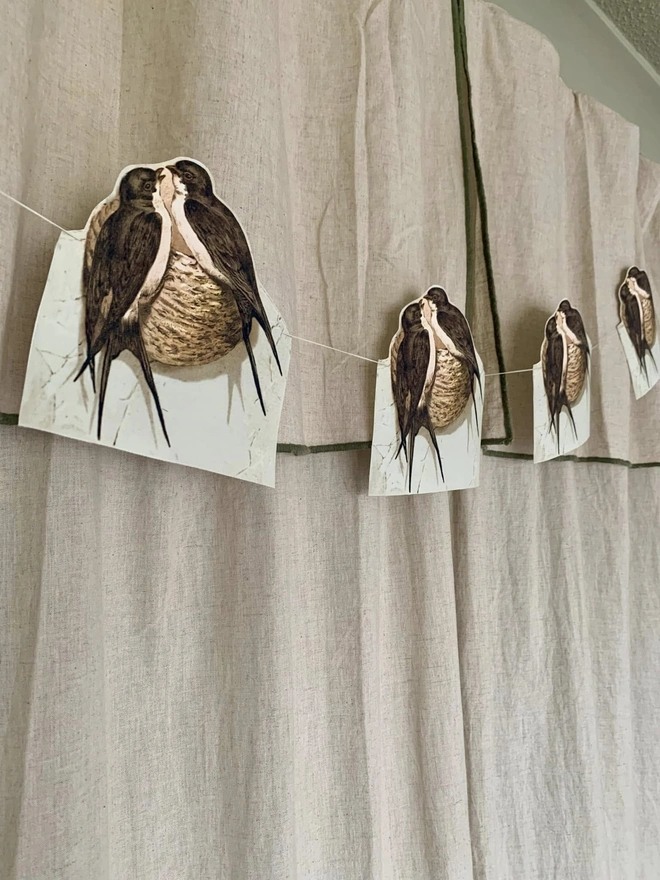 Swallow bird bunting garland for interiors