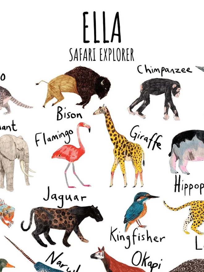 Personalised Animal Alphabet Print