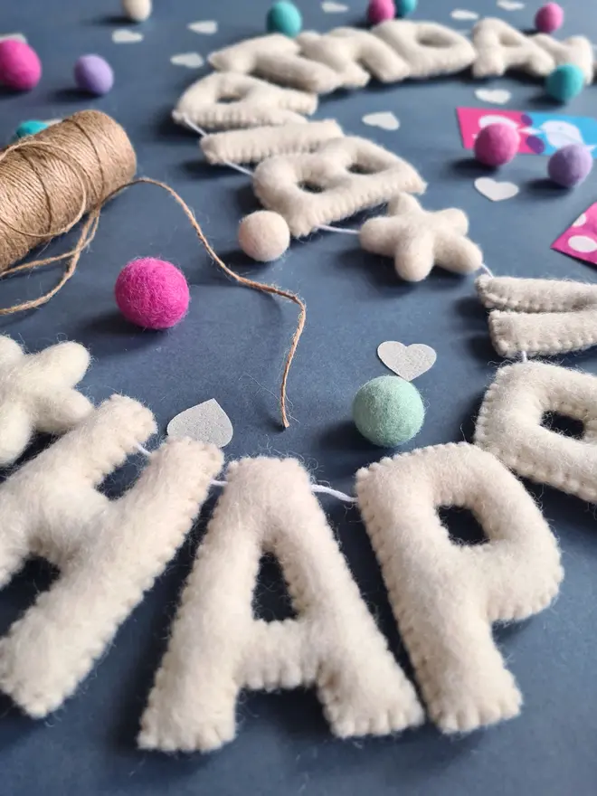 Felt Wool Happy Birthday Garland