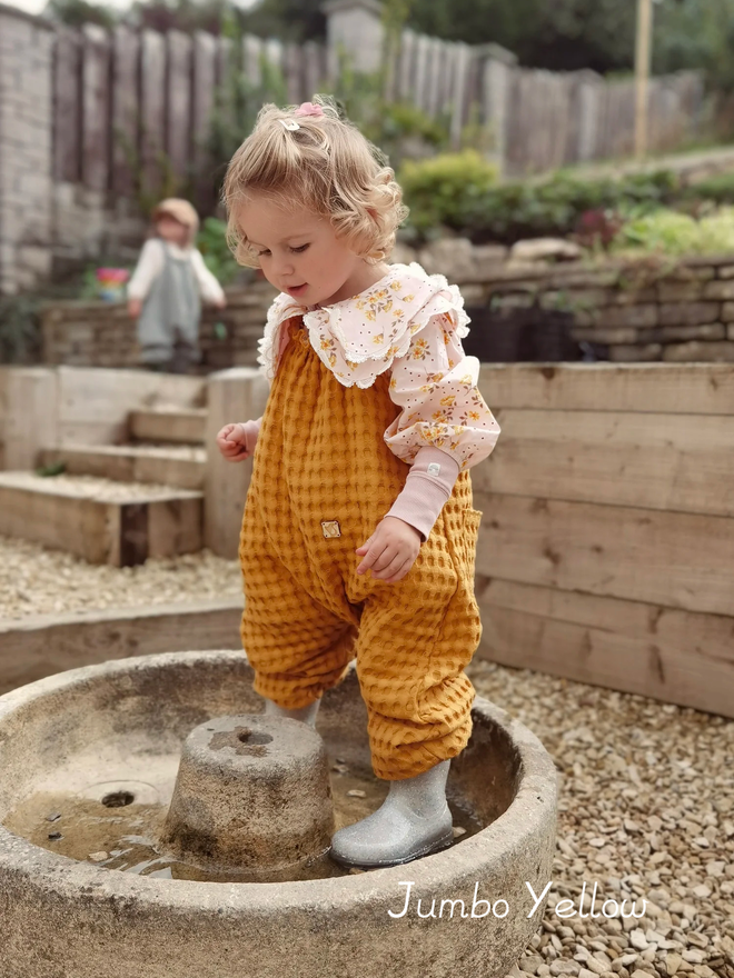 Kids' Organic Cotton Waffle Dungarees