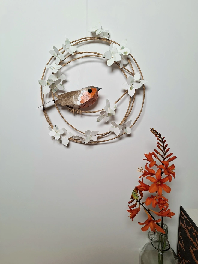 robin on a wreath