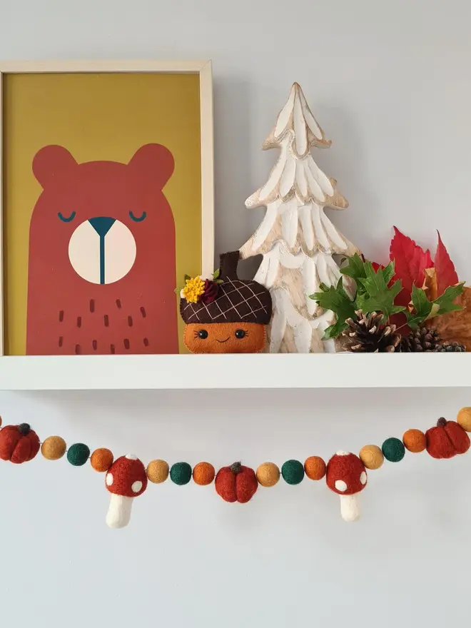 Autumnal Toadstool And Pumpkin Garland