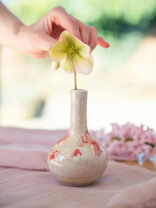 small ceramic bud vase, Jenny hopps pottery