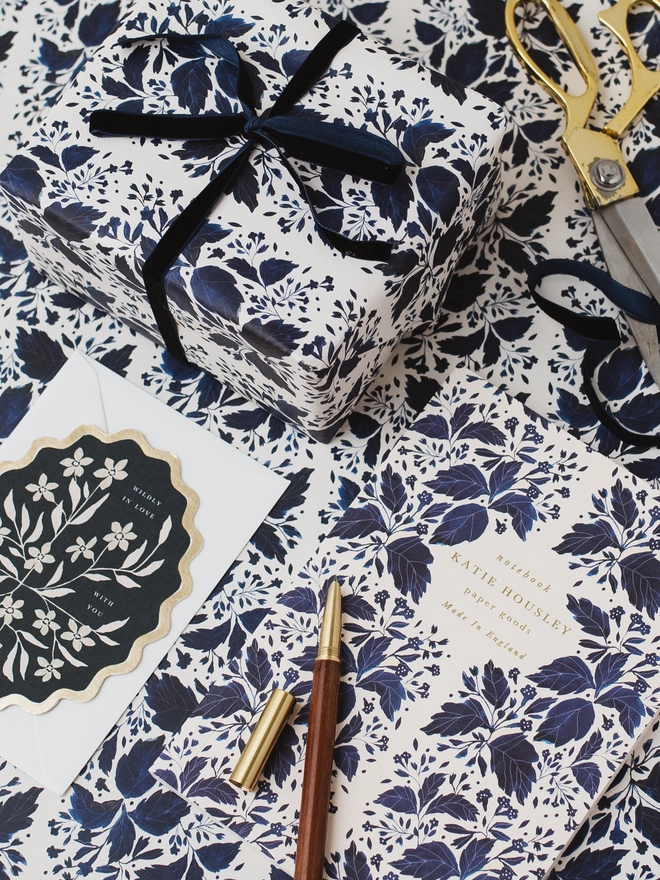 Blue floral notebook