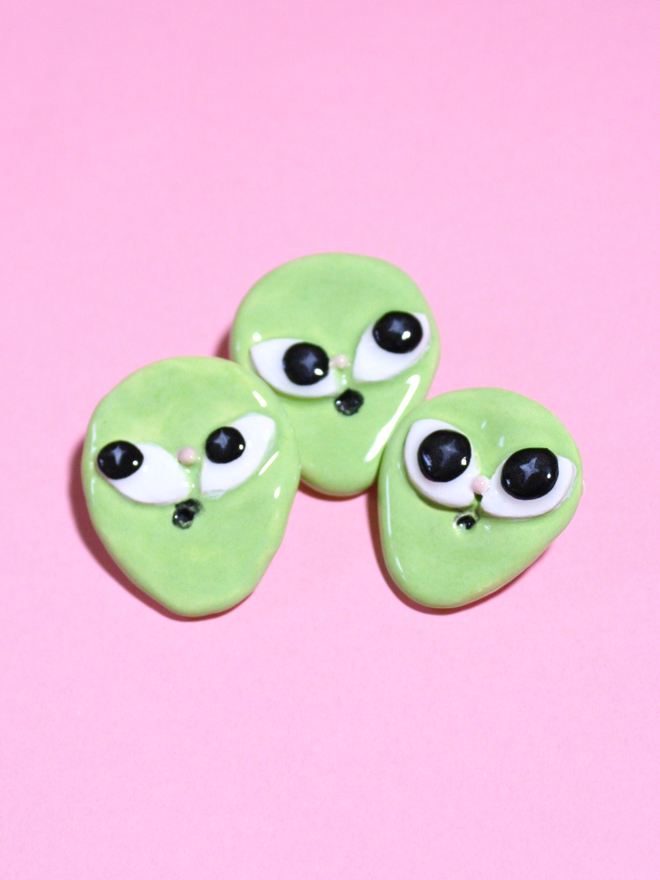 Alien Ceramic Halloween Brooch