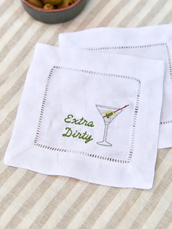 Personalised Extra Dirty Cocktail Napkins (Set Of 2)