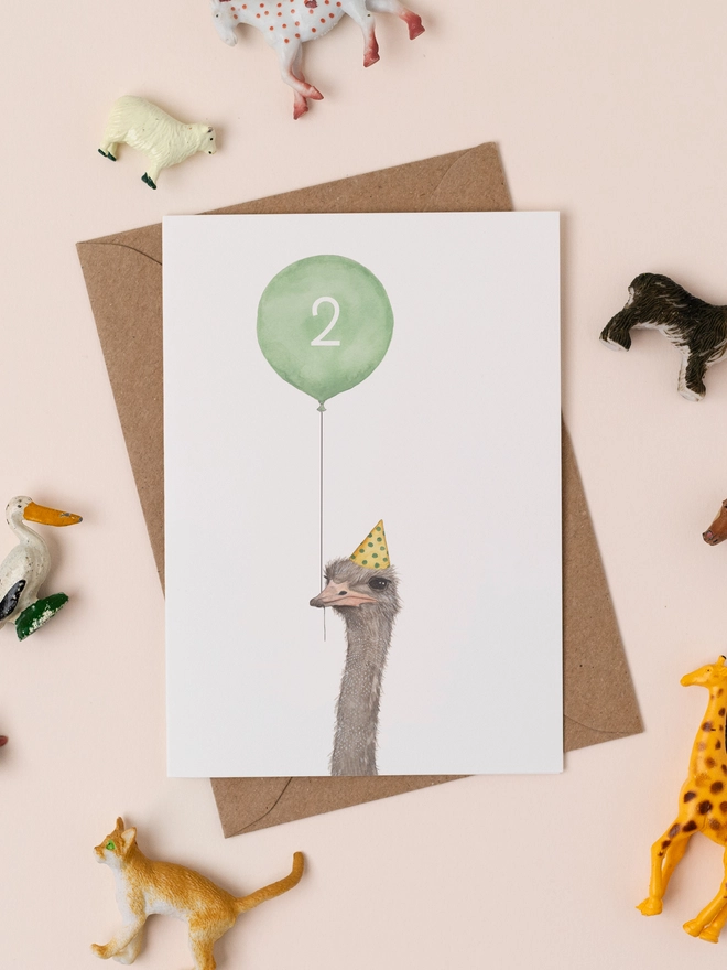 Ostrich 2nd birthday card