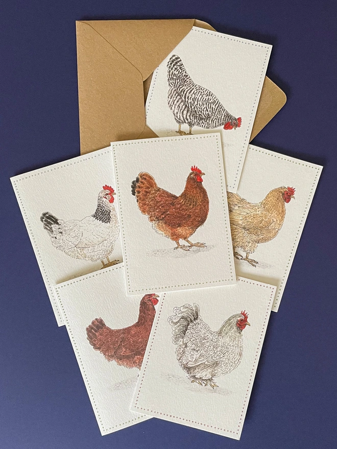 Garden Lover's Chicken Notecards (Pack Of 6)