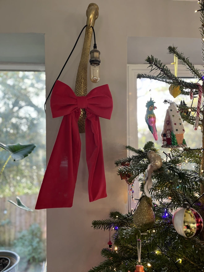 mini velvet hot pink bow