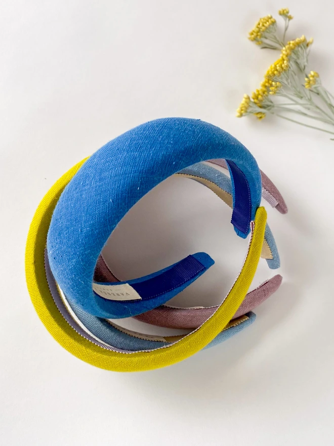 Looking down at the Indigo Blue Padded Headband