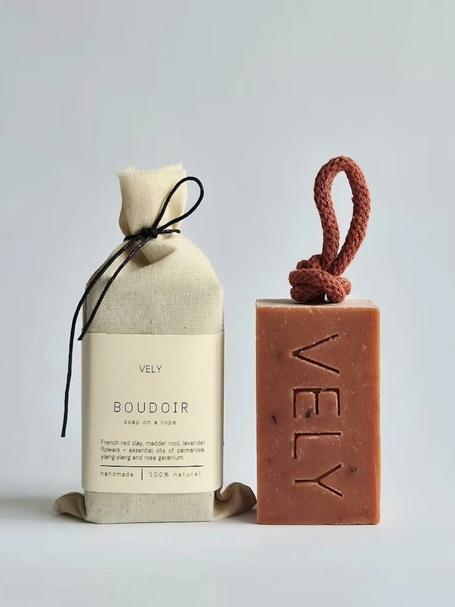 Soap On A Rope "Boudoir" With French Red Clay