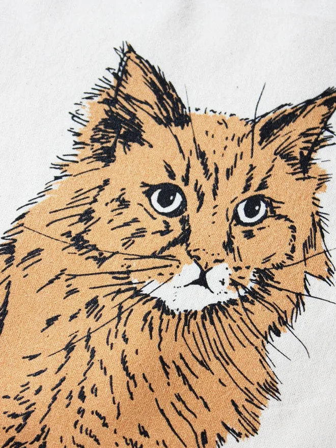 Ginger cat tote bag detail