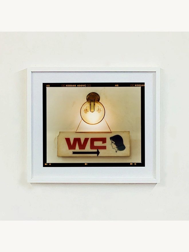 WC sign photograph small framed in white