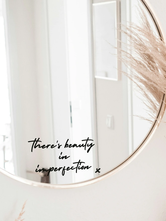 there's beauty in imperfection mirror sticker 