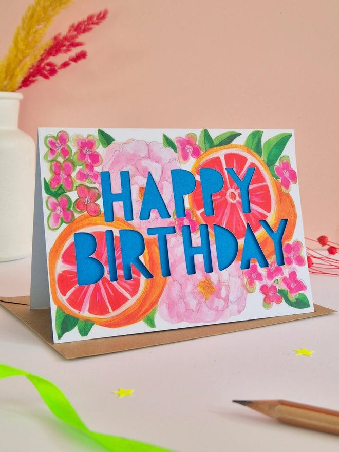 Grapefruit birthday card 