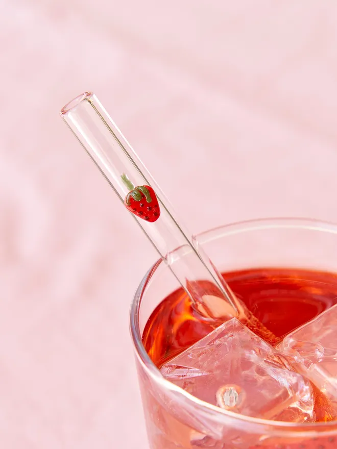 Strawberry glass straw
