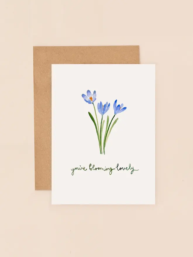 crocus flower mini greeting card