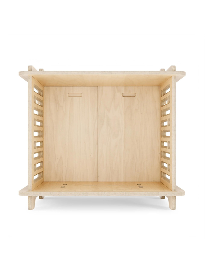 wooden dog crate interior