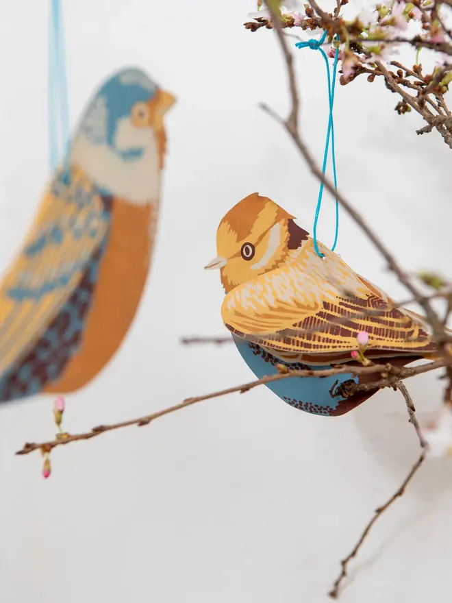 british birds hanging paper ornament decorations