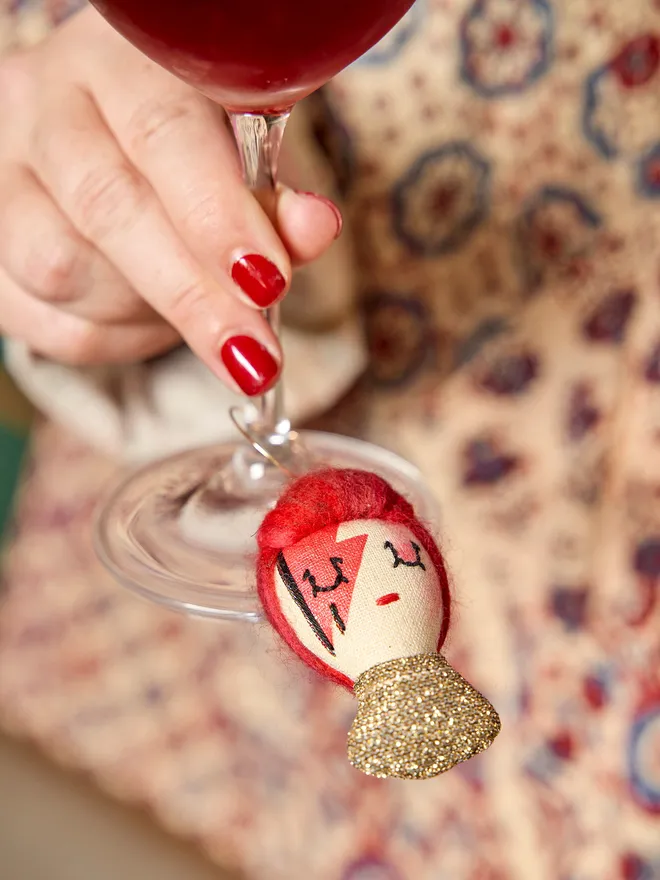 David Bowie wine glass charm